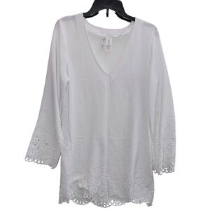 Title: Kenneth Cole White Eyelet Long Sleeve Dress/Tunic - Size Medium